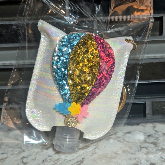 Sequin Hot Air Balloon Hand Sanitizer Keychain - Picture 1 of 2